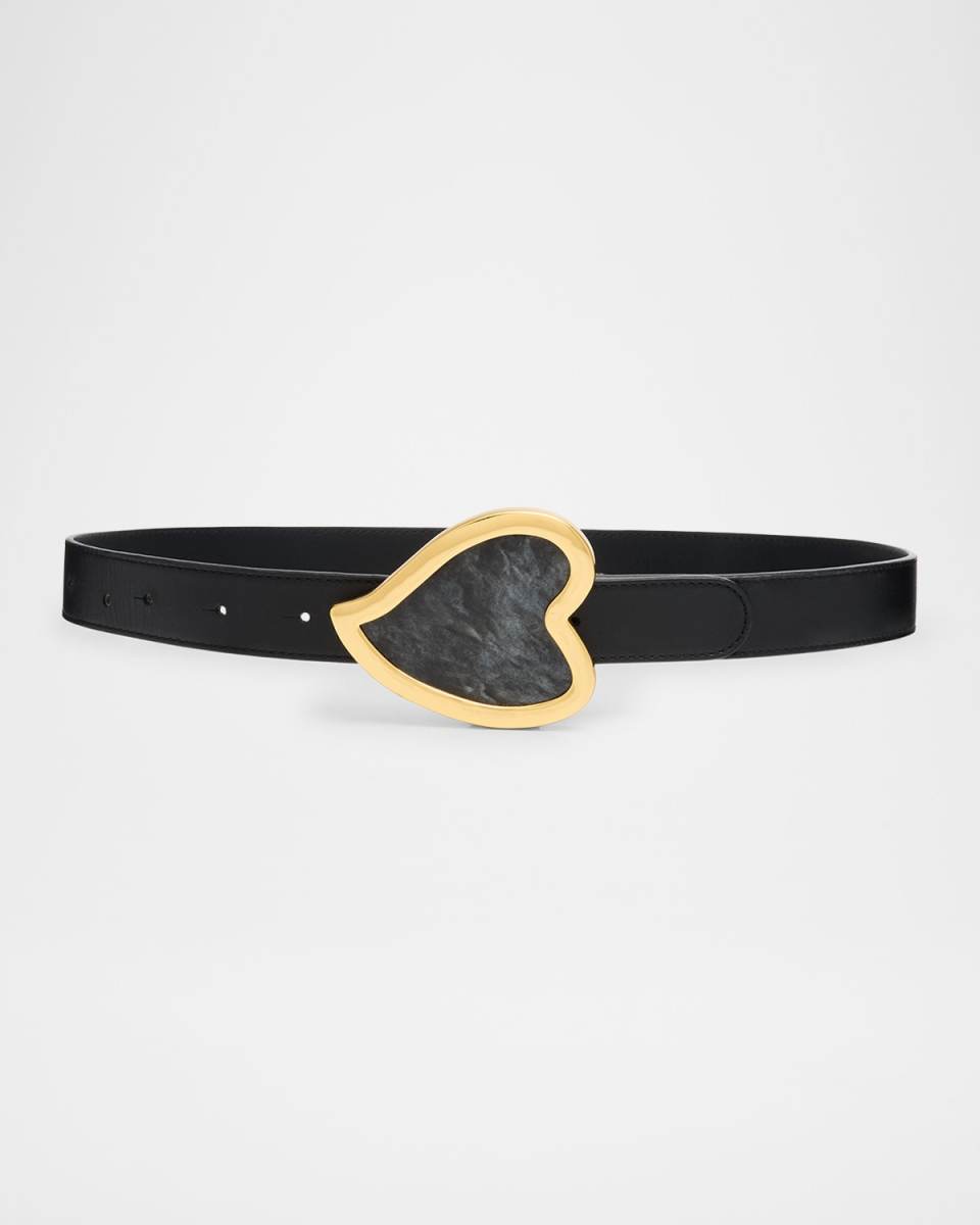 Oversized Marble Heart Leather Belt